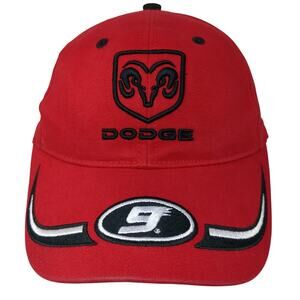 Dodge #9 Nascar Strapback Baseball Cap Red One Size Embroidered Winner Circle